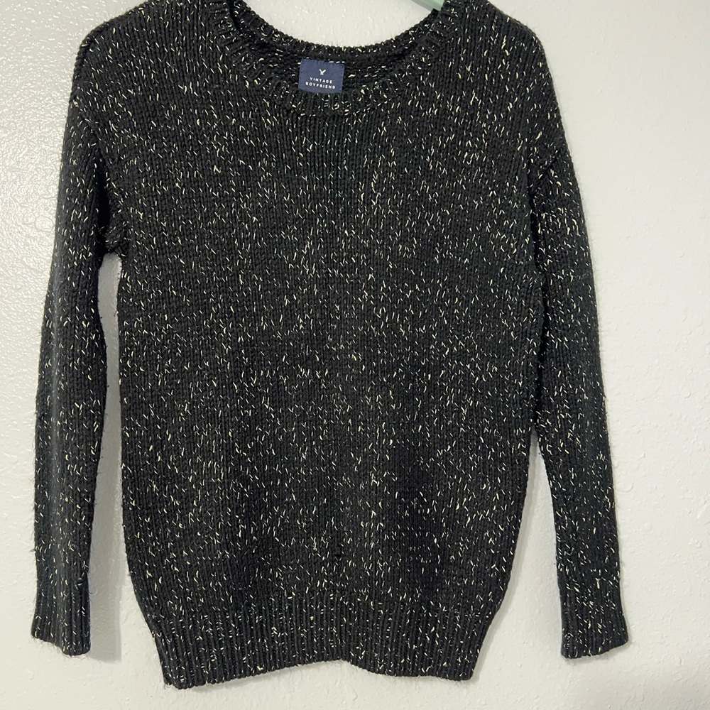 American Eagle Vintage Boyfriend Black Sweater Sz XS